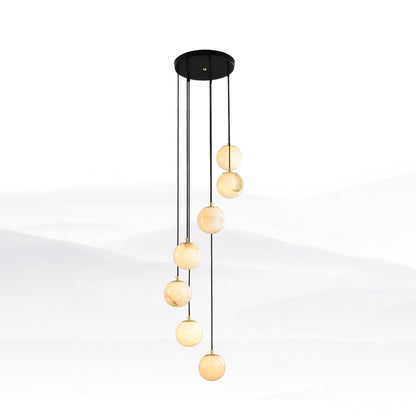 Alabaster Balls Cluster Electrolier Chandelier