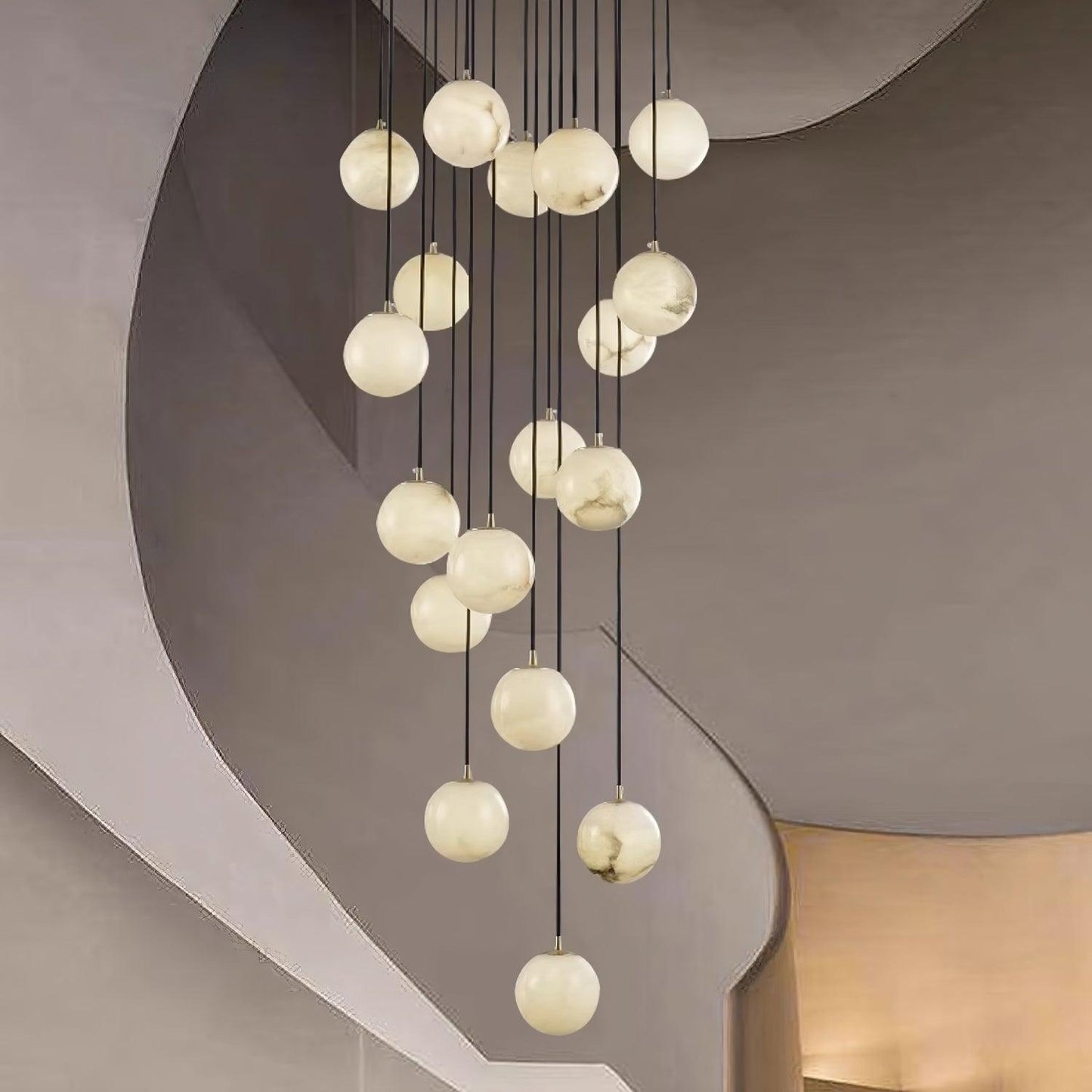 Alabaster Balls Cluster Electrolier Chandelier