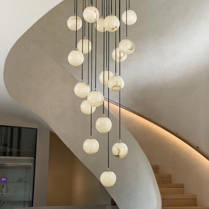 Alabaster Balls Cluster Electrolier Chandelier