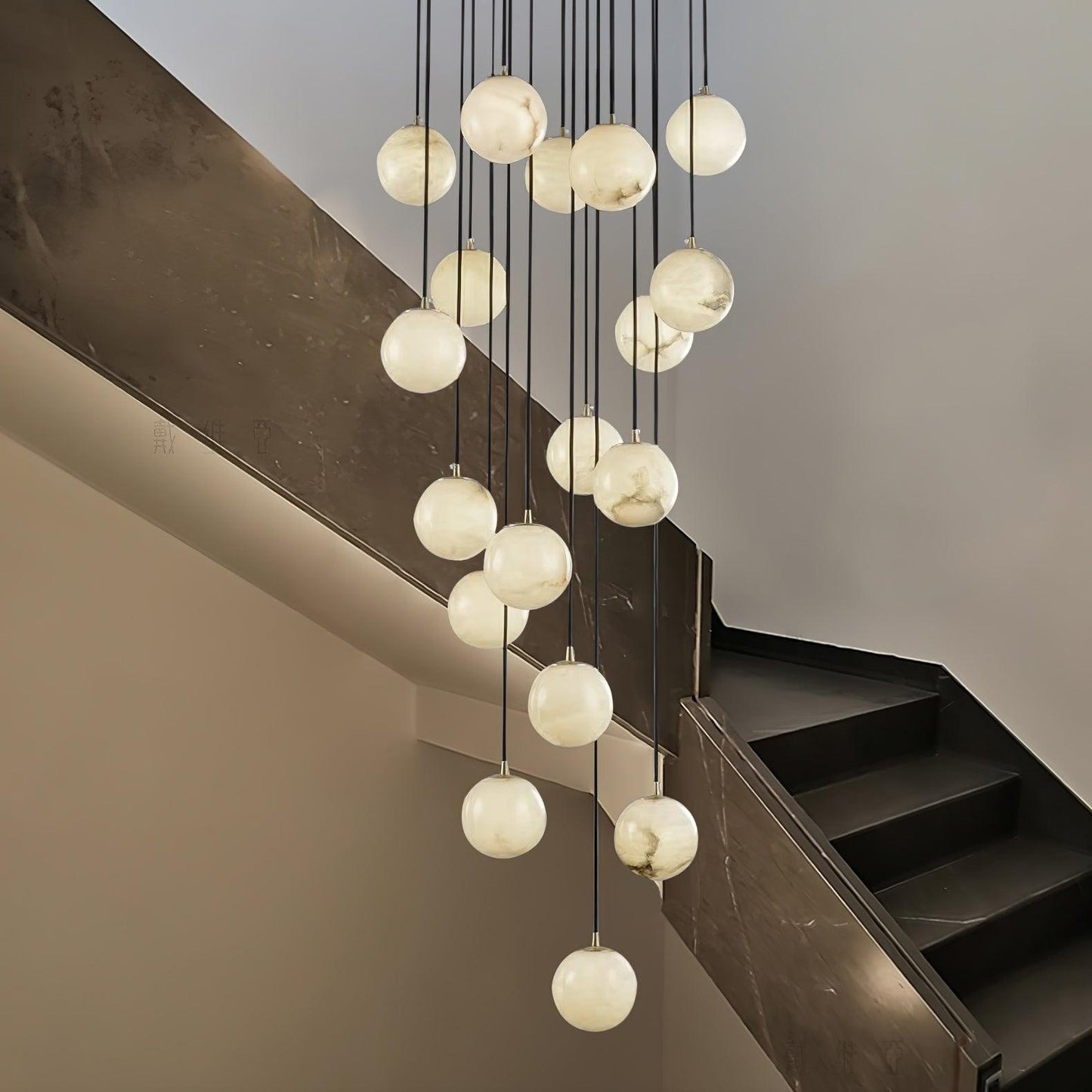 Alabaster Balls Cluster Electrolier Chandelier