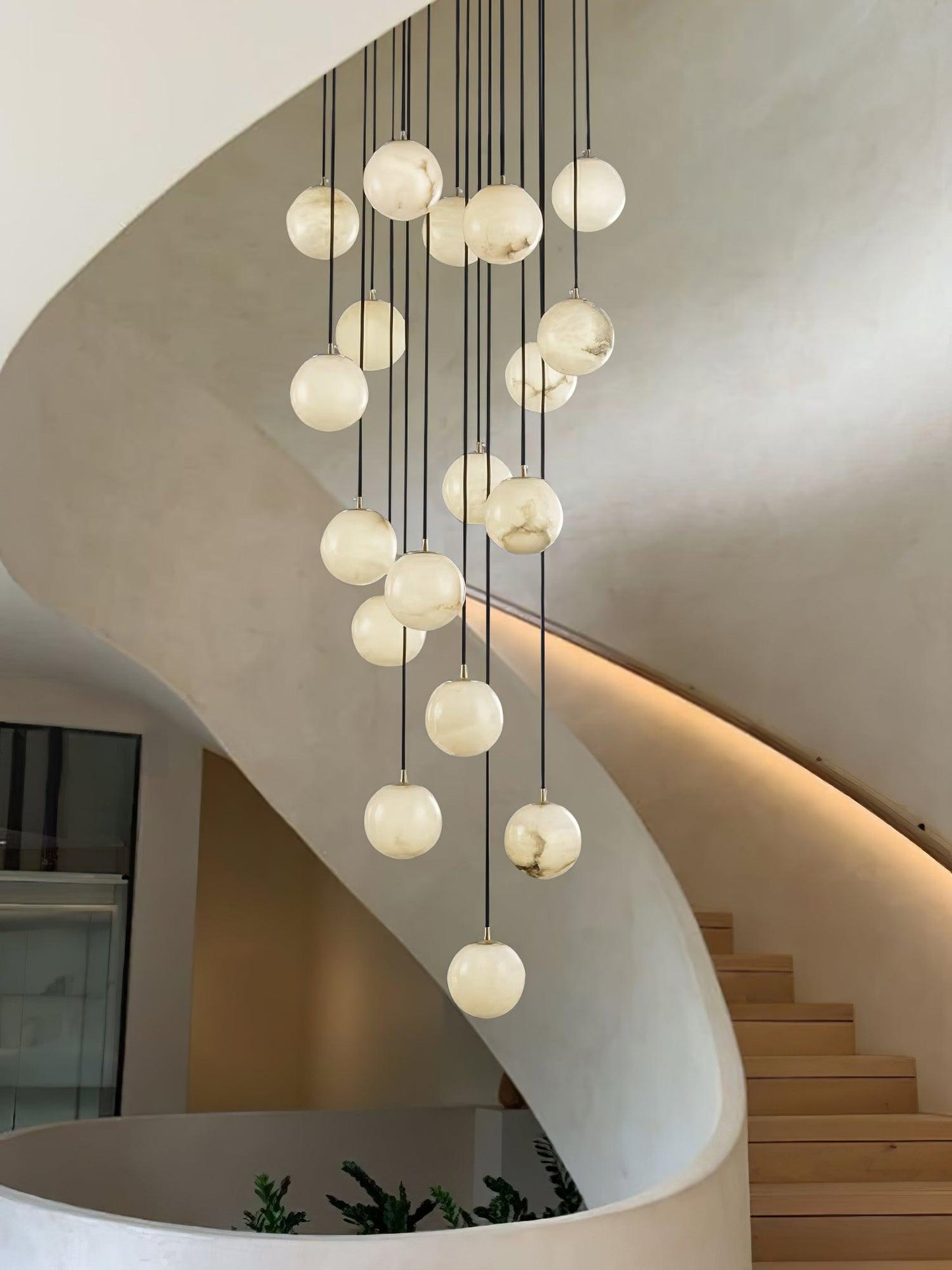 Alabaster Balls Cluster Electrolier Chandelier