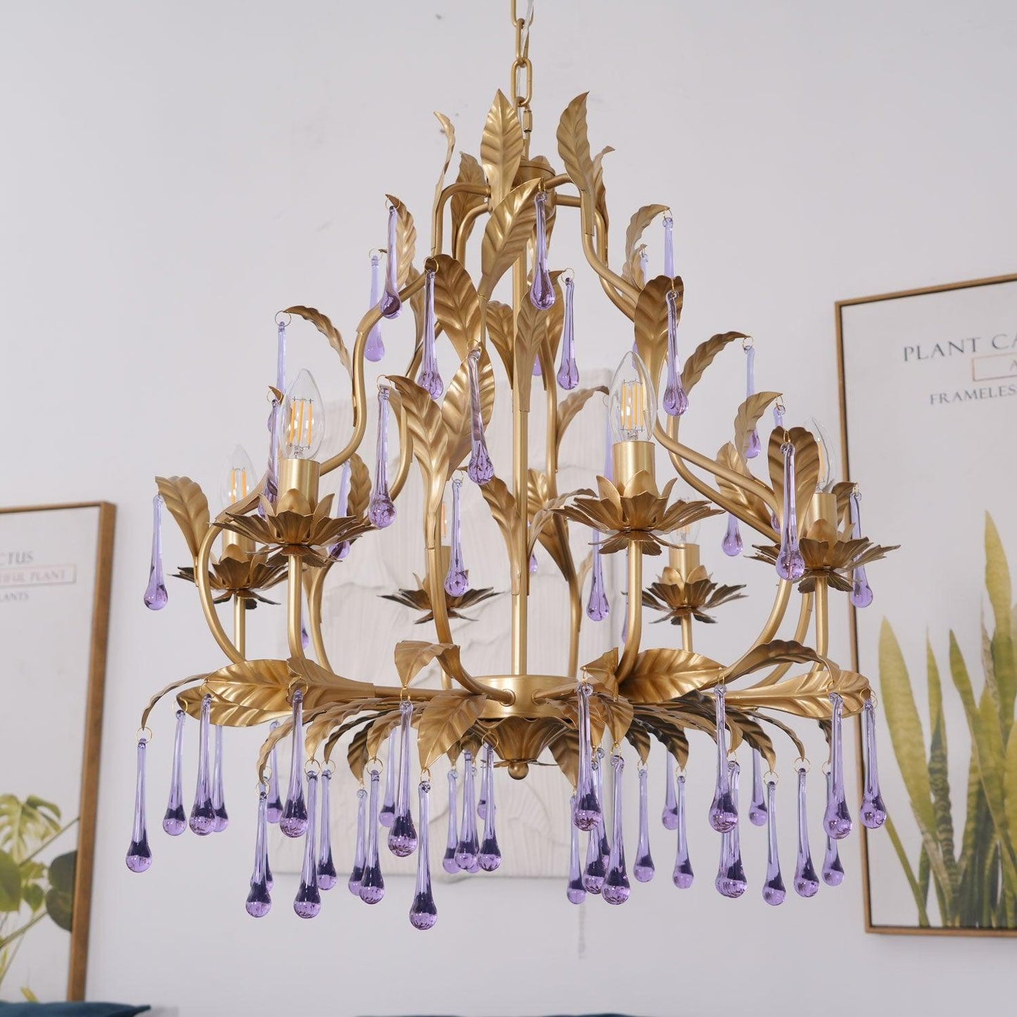 Amethyst Drops Glass Electrolier Chandelier