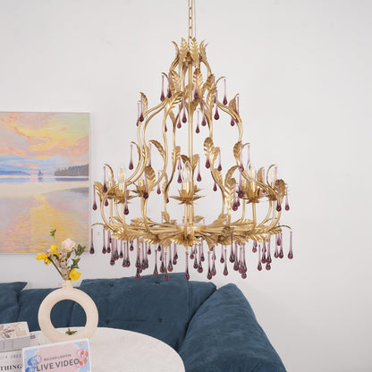 Amethyst Drops Glass Electrolier Chandelier