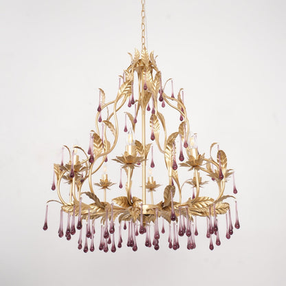 Amethyst Drops Glass Electrolier Chandelier