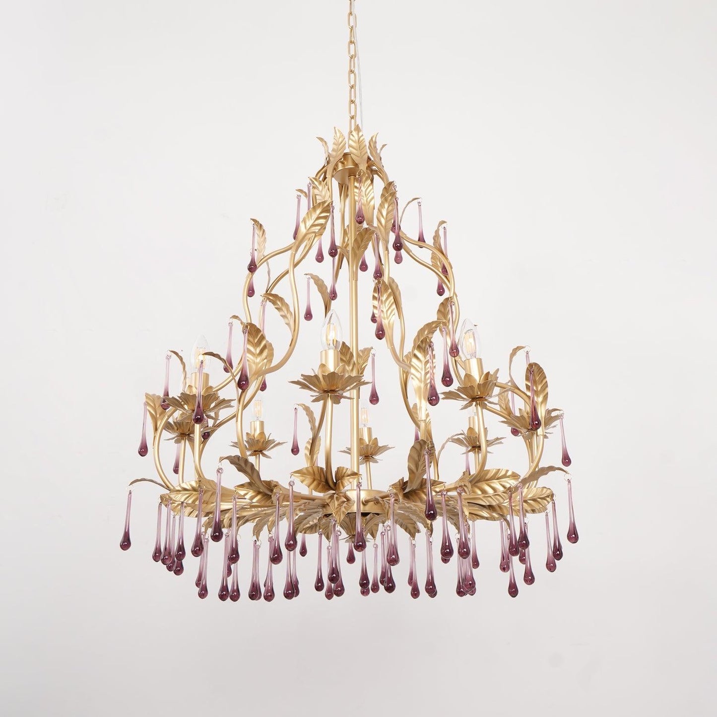 Amethyst Drops Glass Electrolier Chandelier