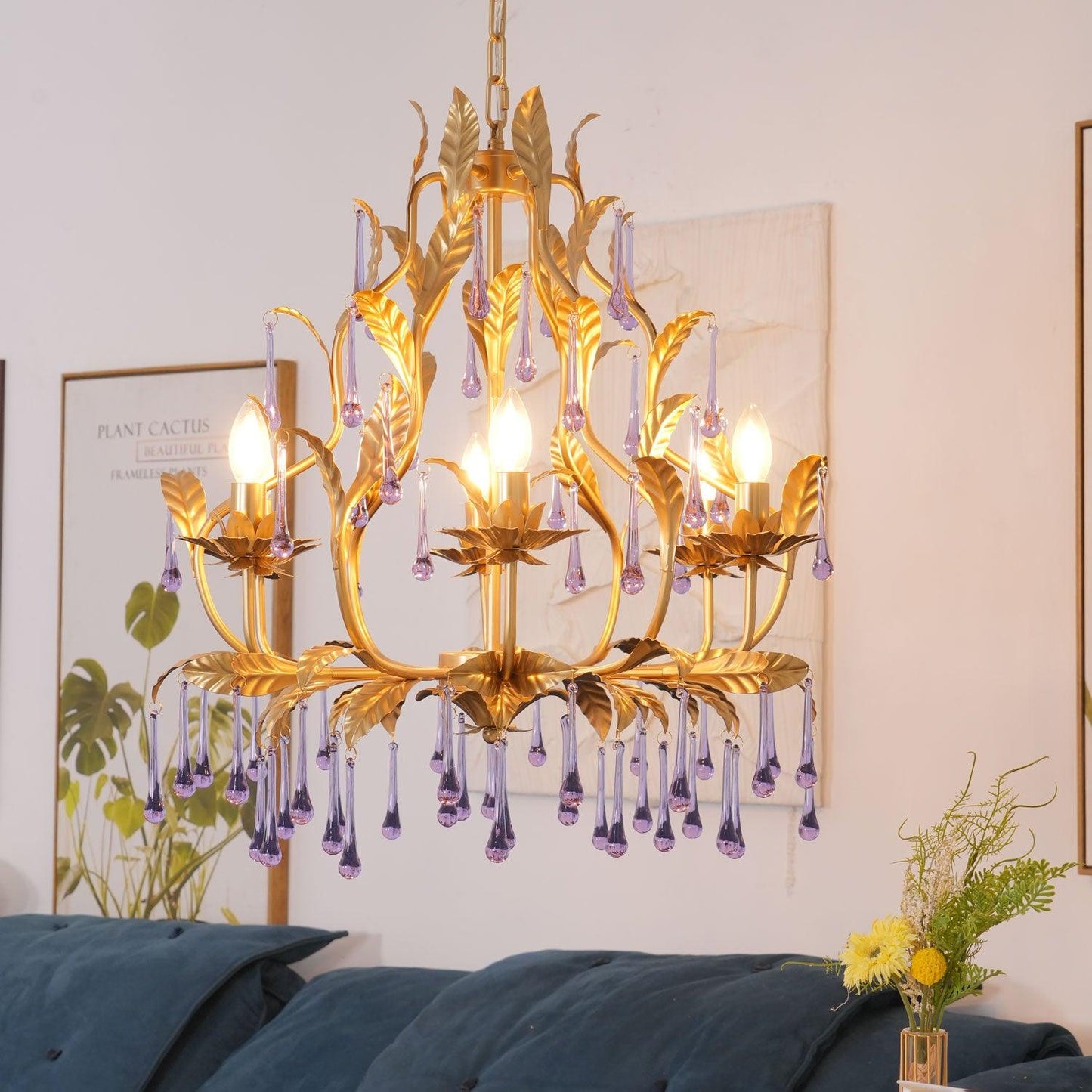 Amethyst Drops Glass Electrolier Chandelier