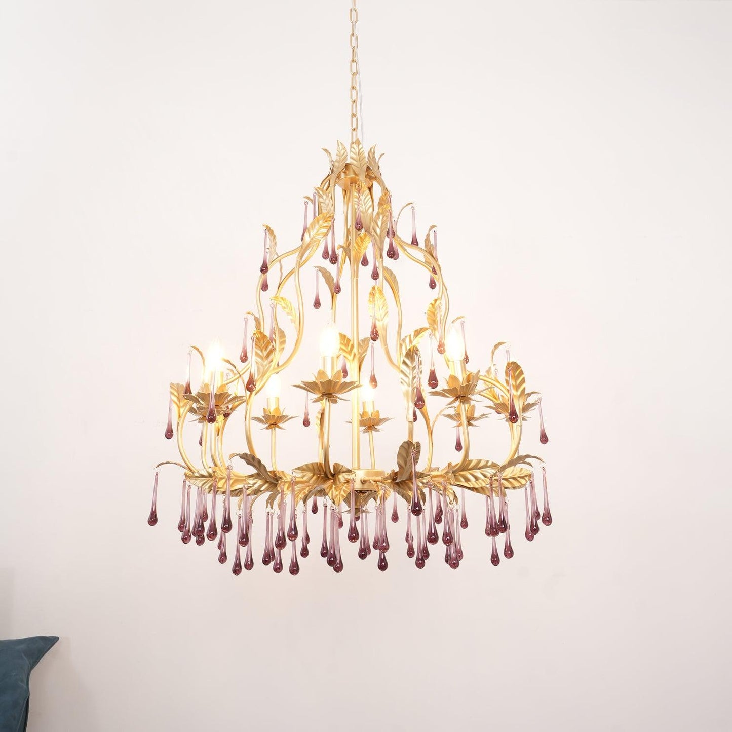 Amethyst Drops Glass Electrolier Chandelier