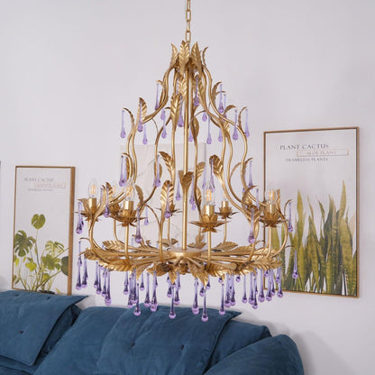 Amethyst Drops Glass Electrolier Chandelier