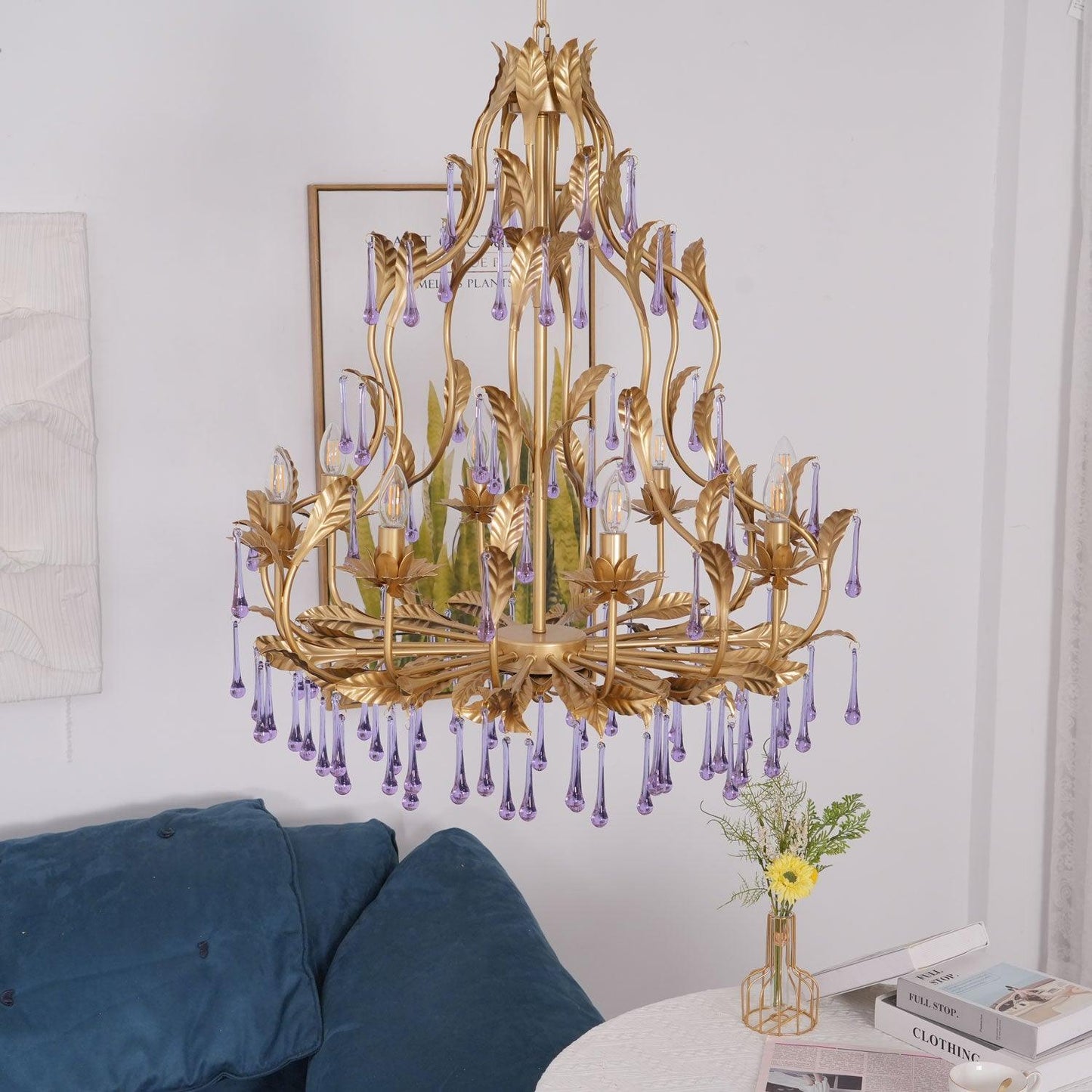 Amethyst Drops Glass Electrolier Chandelier