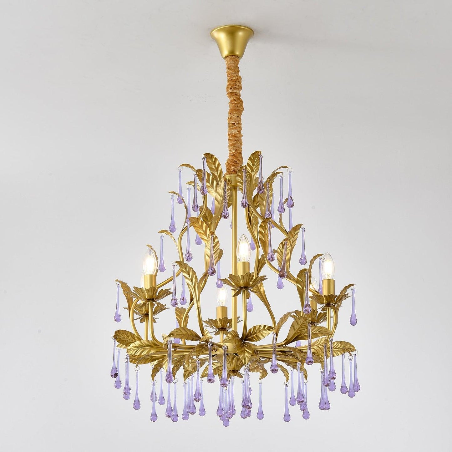 Amethyst Drops Glass Electrolier Chandelier