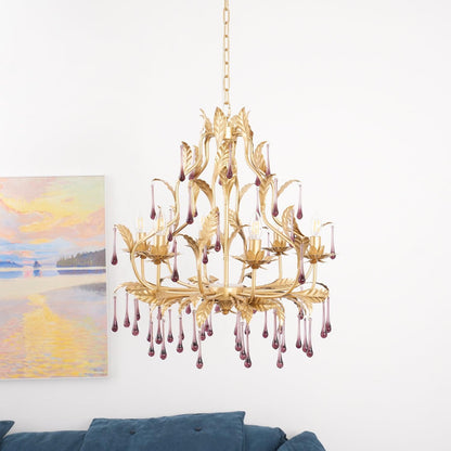 Amethyst Drops Glass Electrolier Chandelier