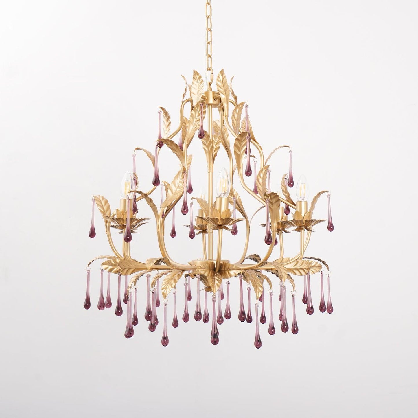 Amethyst Drops Glass Electrolier Chandelier