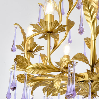 Amethyst Drops Glass Electrolier Chandelier