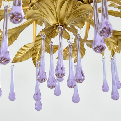 Amethyst Drops Glass Electrolier Chandelier