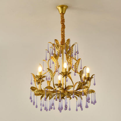 Amethyst Drops Glass Electrolier Chandelier