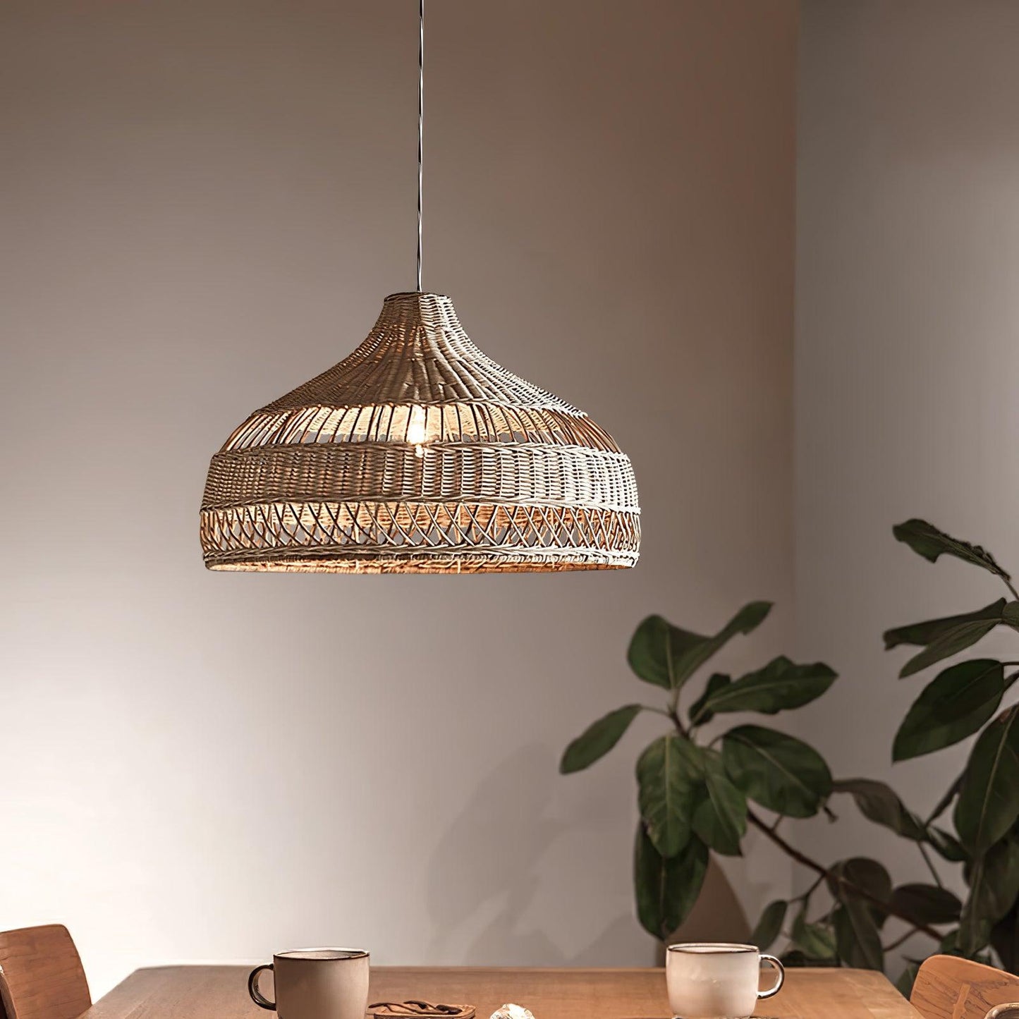 Artisanal Rattan Dome Hanging light Pendant Lamp