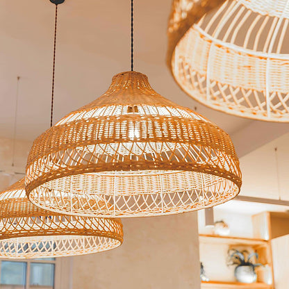 Artisanal Rattan Dome Hanging light Pendant Lamp