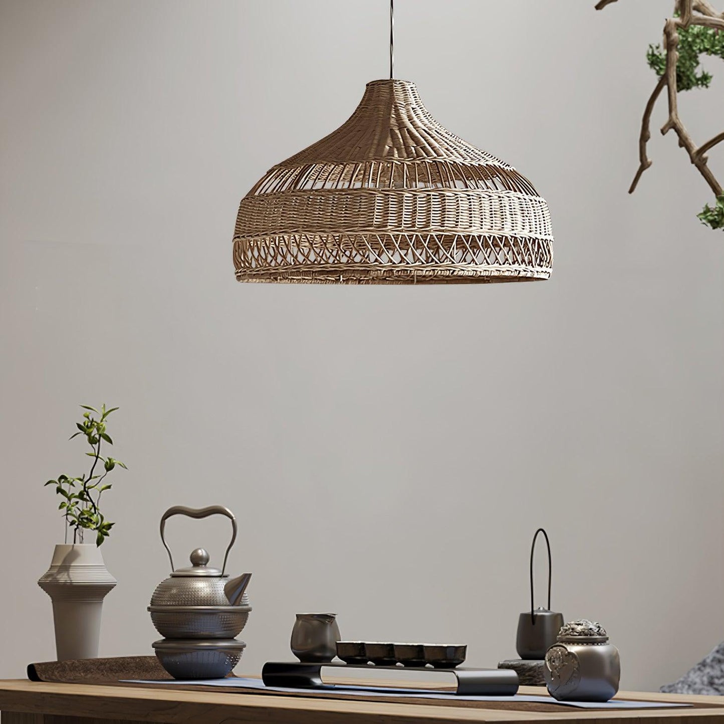 Artisanal Rattan Dome Hanging light Pendant Lamp