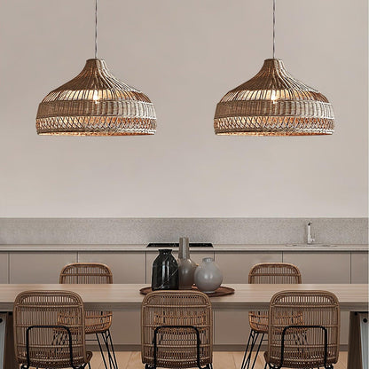 Artisanal Rattan Dome Hanging light Pendant Lamp