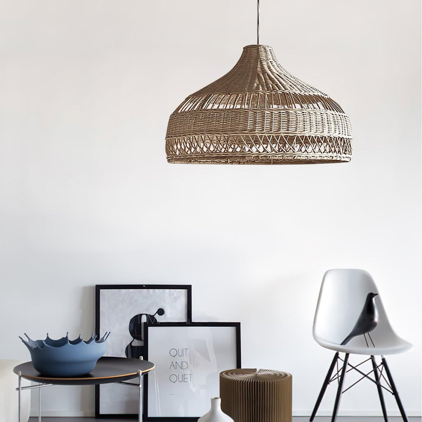 Artisanal Rattan Dome Hanging light Pendant Lamp