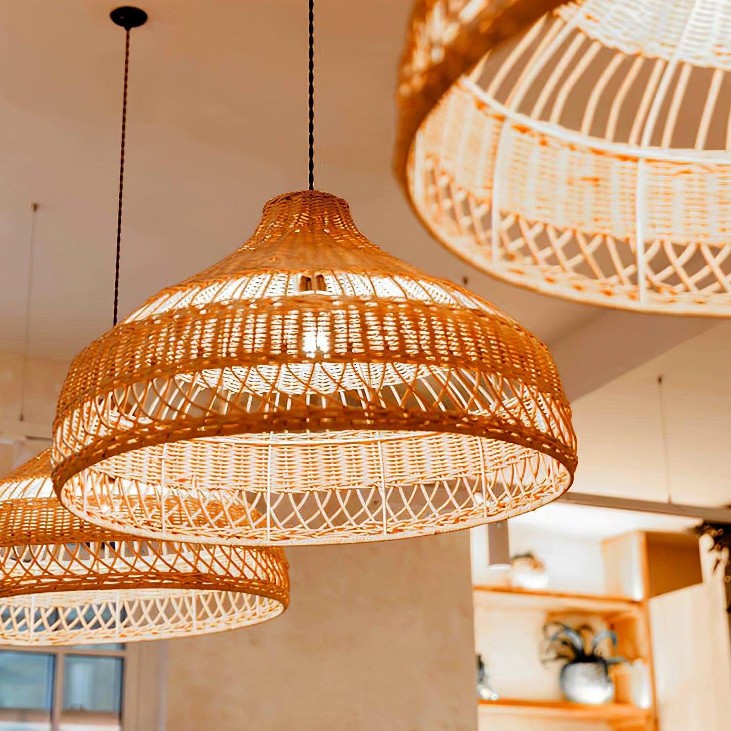 Artisanal Rattan Dome Hanging light Pendant Lamp