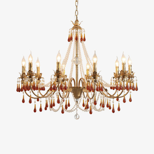 Aureate Amber Crystal Ceiling fixture Chandelier