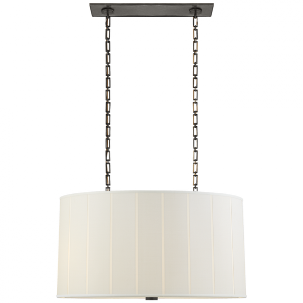 Pleat Linear Chandelier, 4-Light, Oval, Bronze, Silk Oval Shade, 36"W (BBL 5031BZ-S CHZDZ)