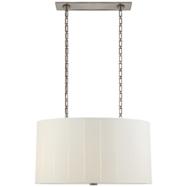 Pleat Linear Chandelier, 4-Light, Oval, Pewter, Silk Oval Shade, 36"W (BBL 5031PWT-S CHZE0)