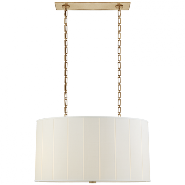 Pleat Oval Hanging Shade, 4-Light, Soft Brass, Silk Oval Shade, 19"H (BBL 5031SB-S CHZE1)