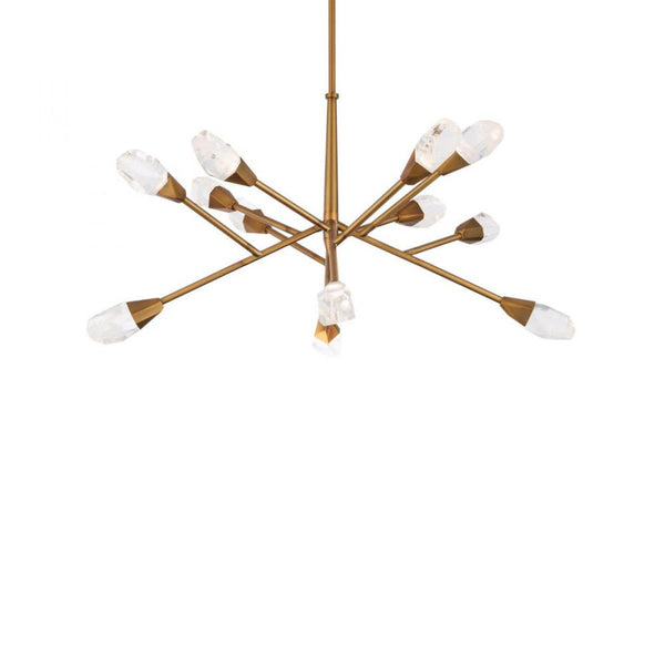 Chandelier, Integrated LED, Aged Brass, Optic Haze Quartz (BPD32232-AB YUEX014AZX)