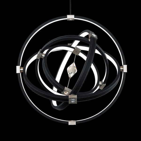 Pendant, Integrated LED, Black Leather, Brushed Nickel, Optic Crystal (BPD45236-BK/BN YUEX014CWC)