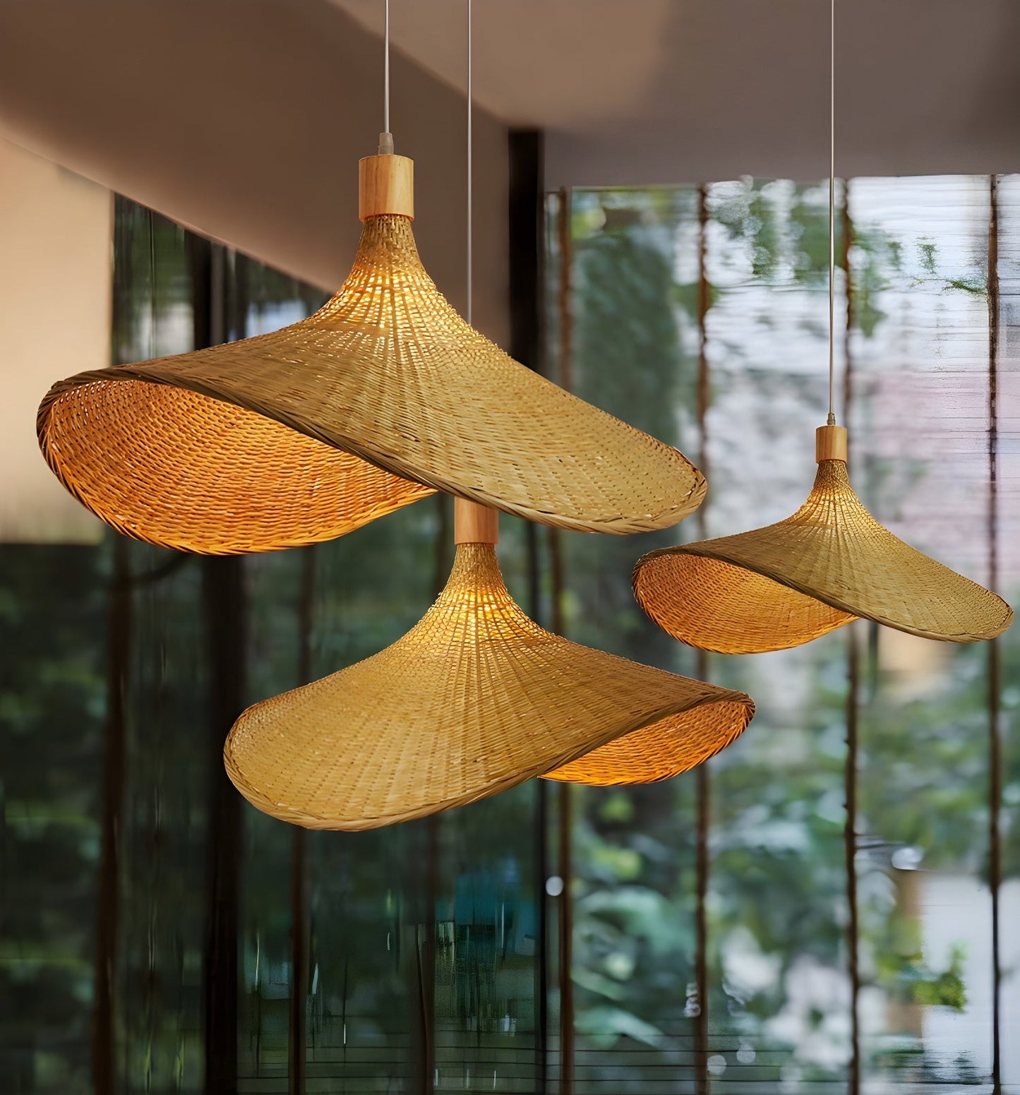 Rattan Weave Hat Droplight Pendant Light