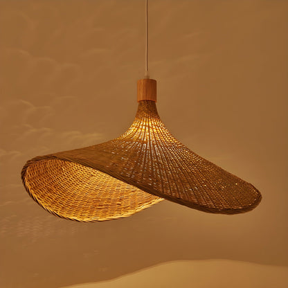 Rattan Weave Hat Droplight Pendant Light