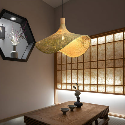 Rattan Weave Hat Droplight Pendant Light