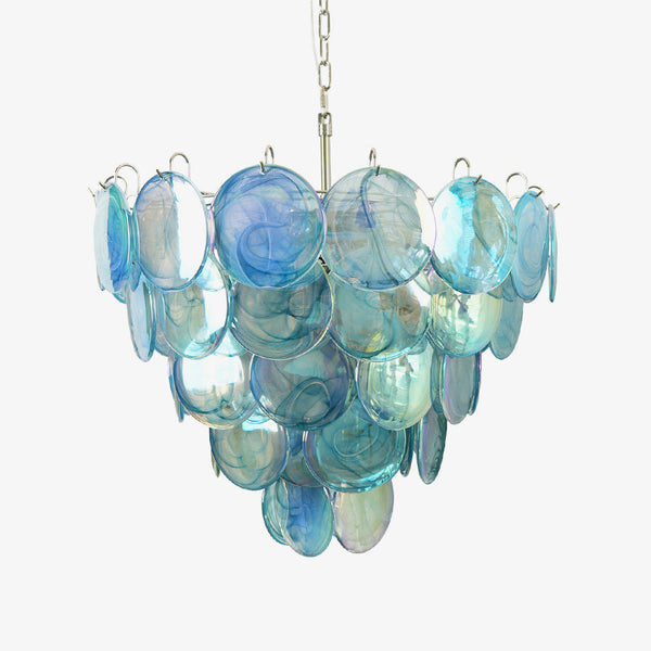 Blue Murano Disc Candelabrum Chandelier