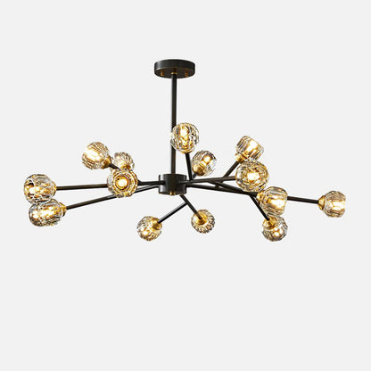 Crystal Ball Round Cluster Gasolier Chandelier