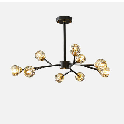 Crystal Ball Round Cluster Gasolier Chandelier