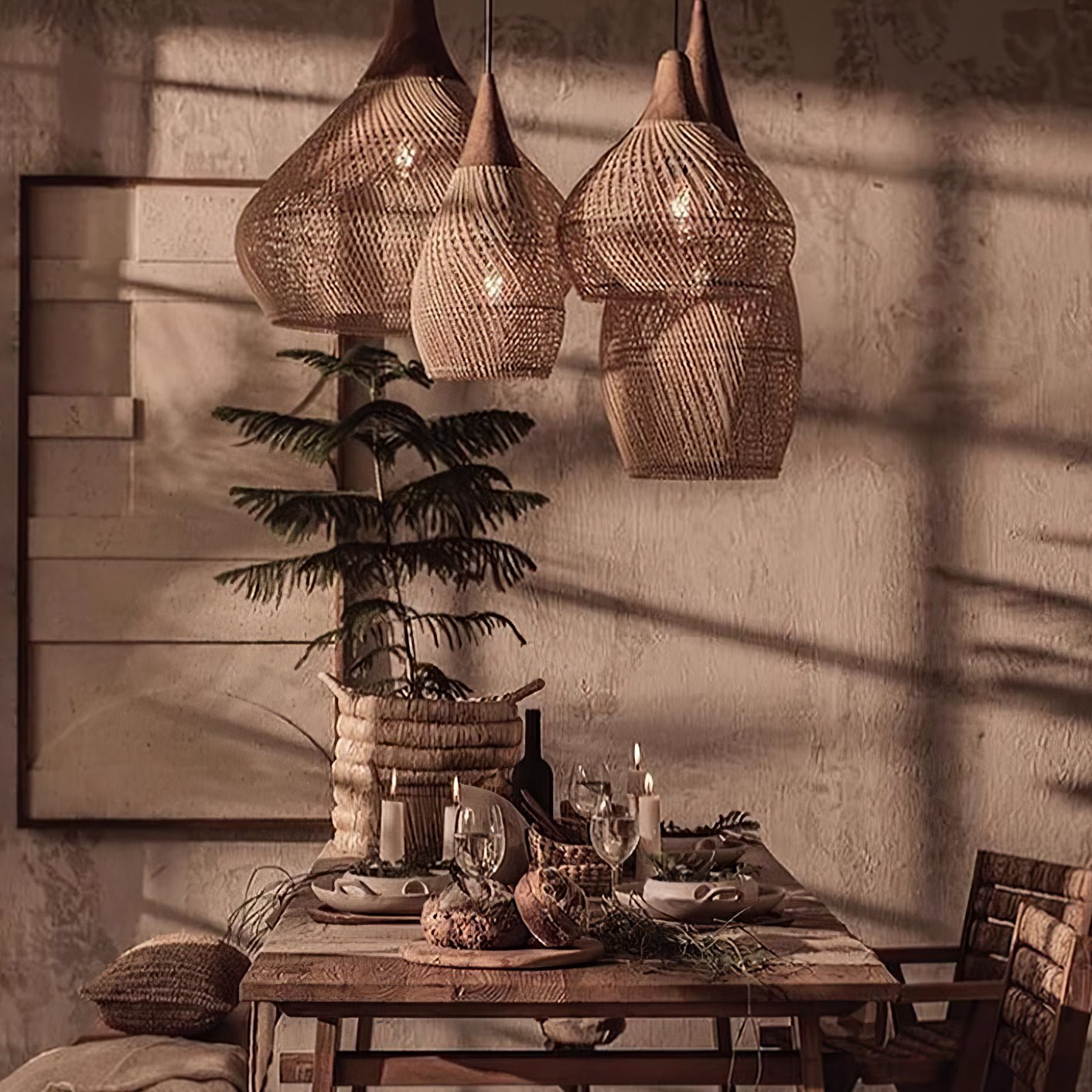 Braided Rattan Drop light Pendant Lamp