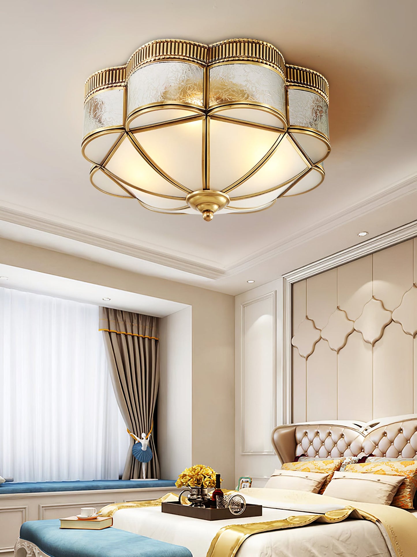 Brass Domed Flush Overhead light Ceiling Lamp