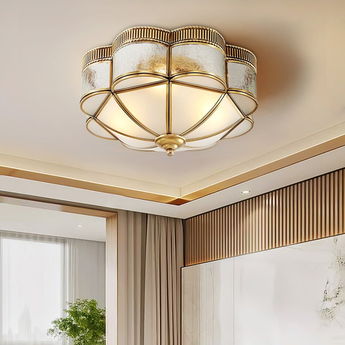 Brass Domed Flush Overhead light Ceiling Lamp