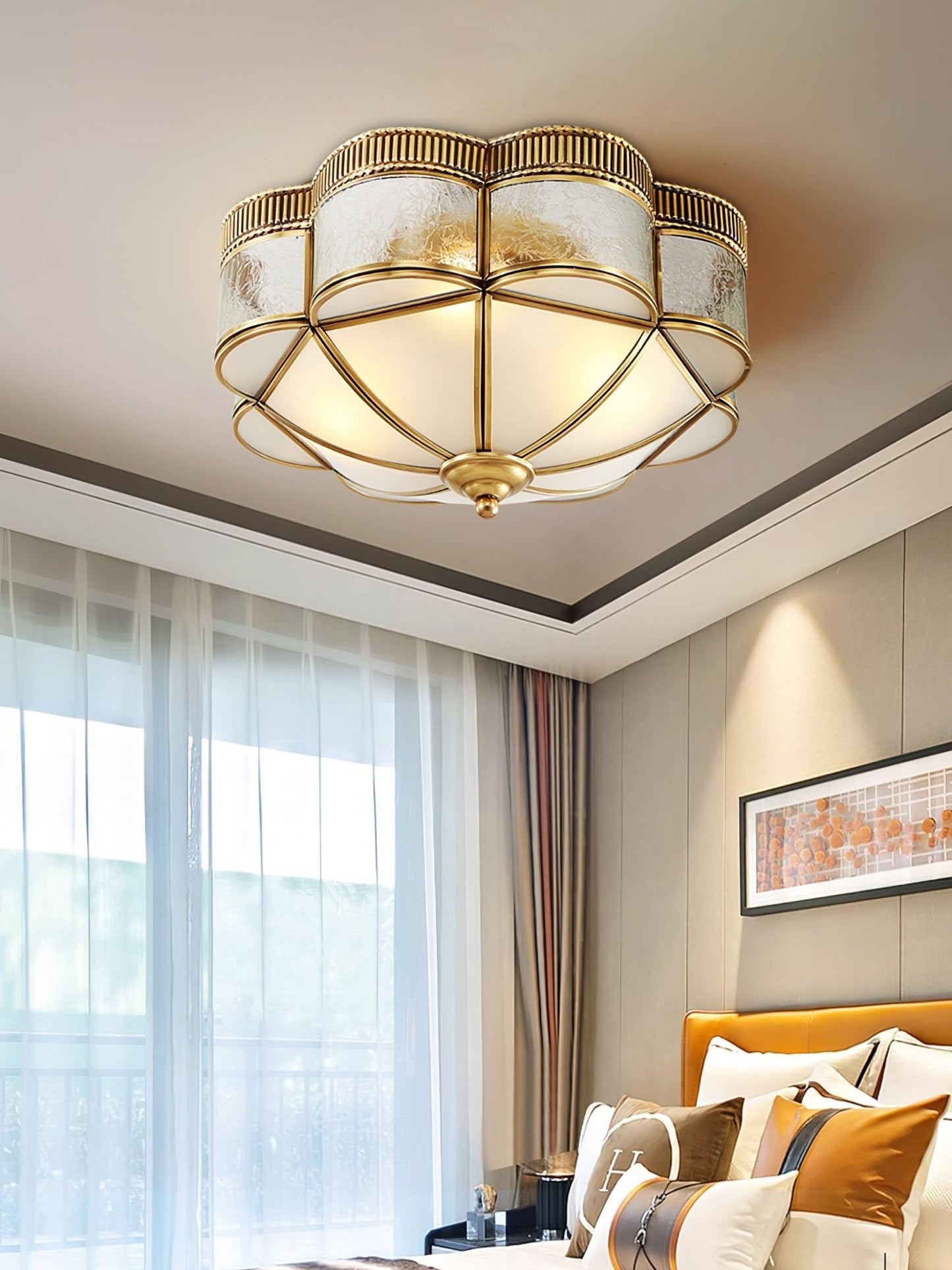 Brass Domed Flush Overhead light Ceiling Lamp