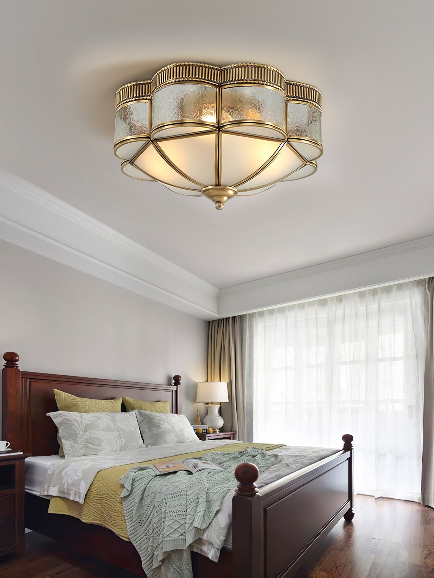 Brass Domed Flush Overhead light Ceiling Lamp