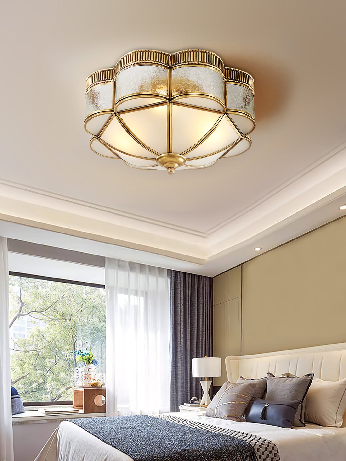 Brass Domed Flush Overhead light Ceiling Lamp