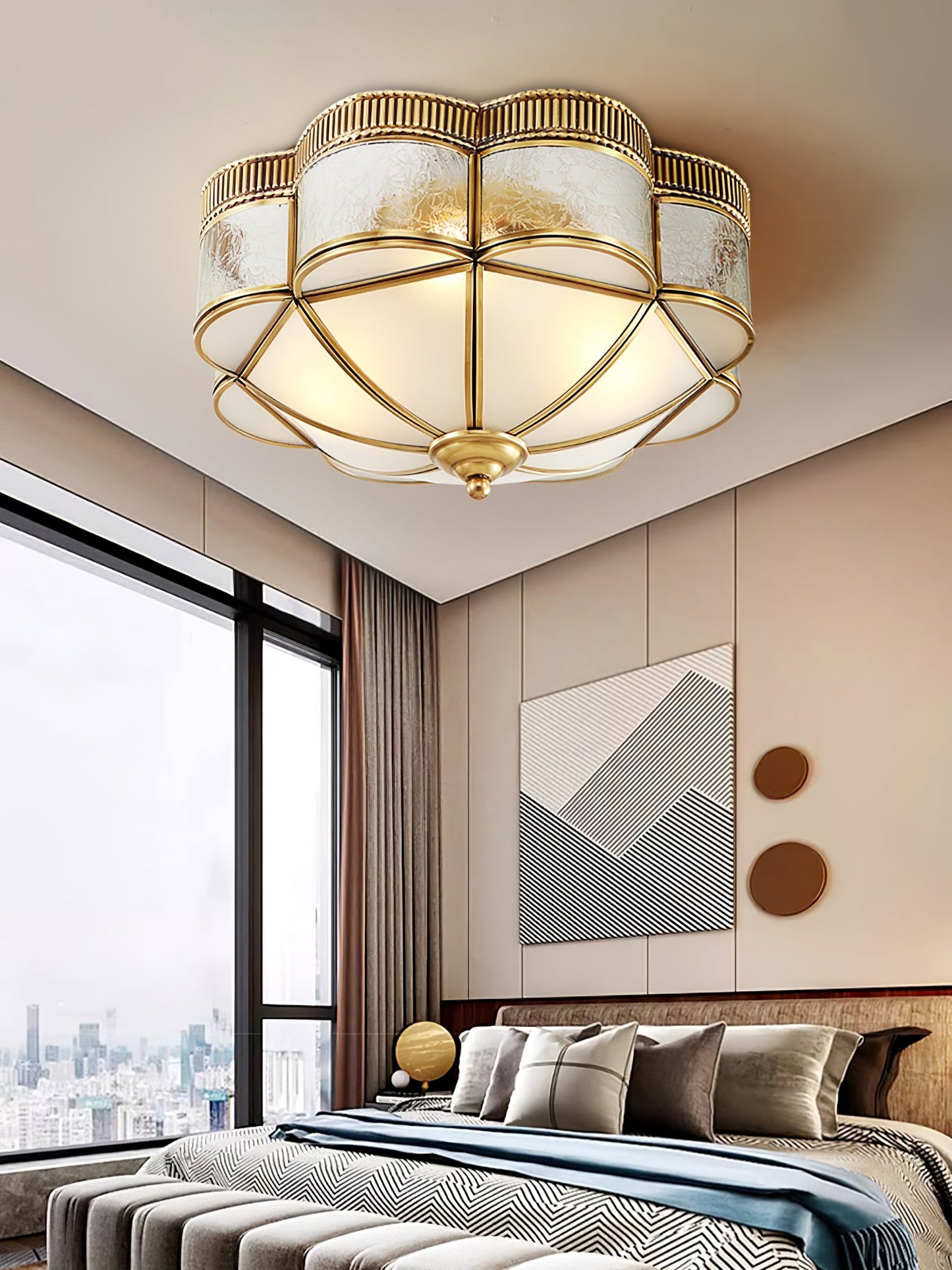 Brass Domed Flush Overhead light Ceiling Lamp