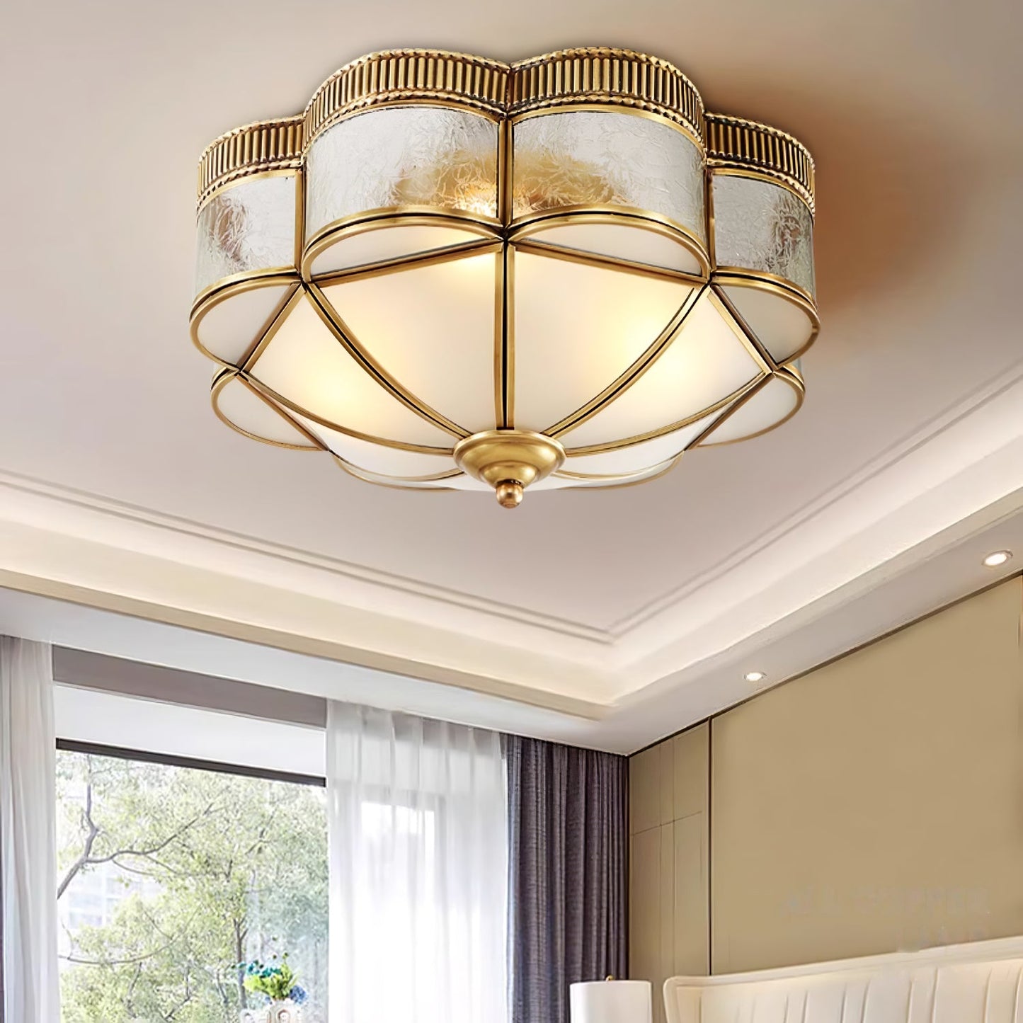 Brass Domed Flush Overhead light Ceiling Lamp