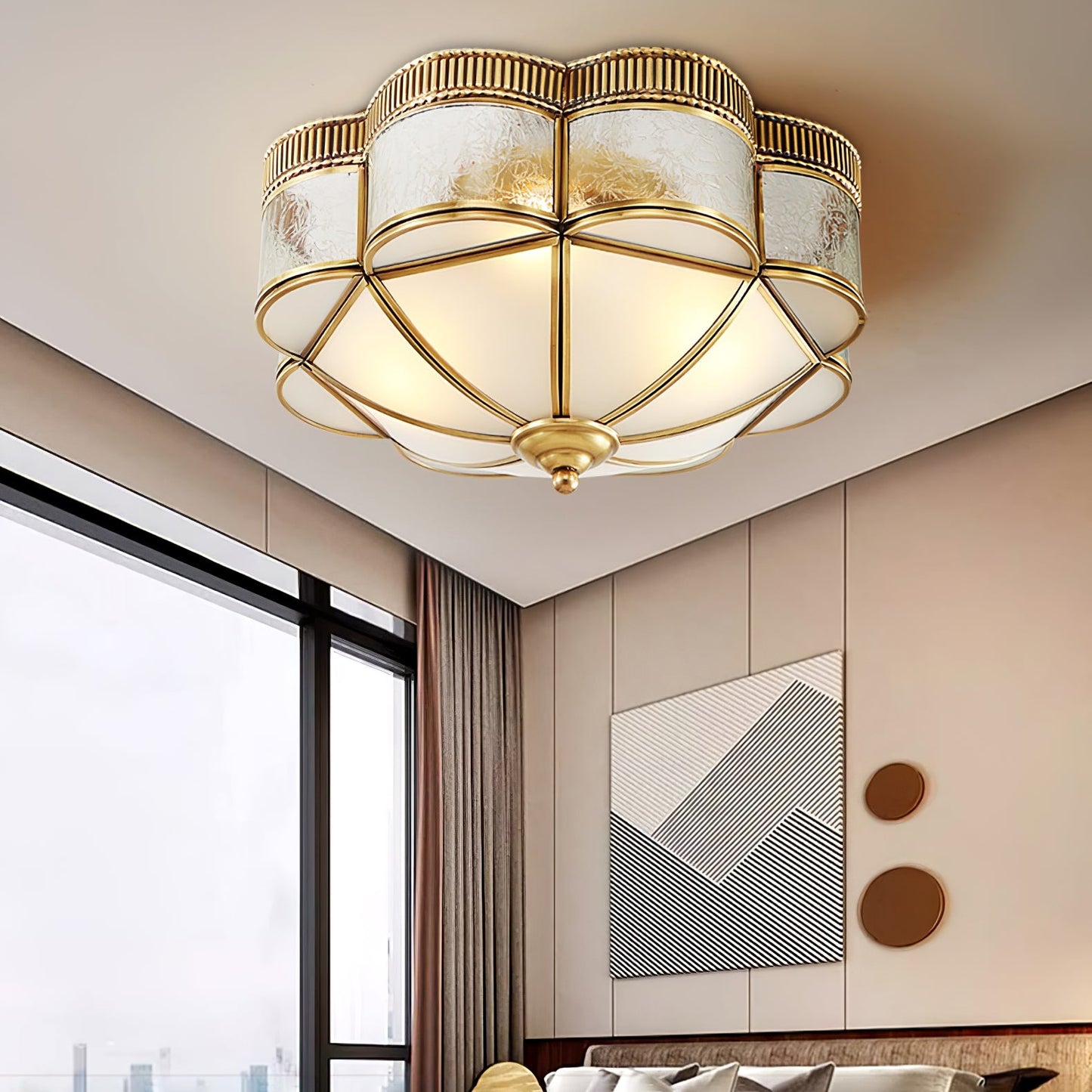 Brass Domed Flush Overhead light Ceiling Lamp