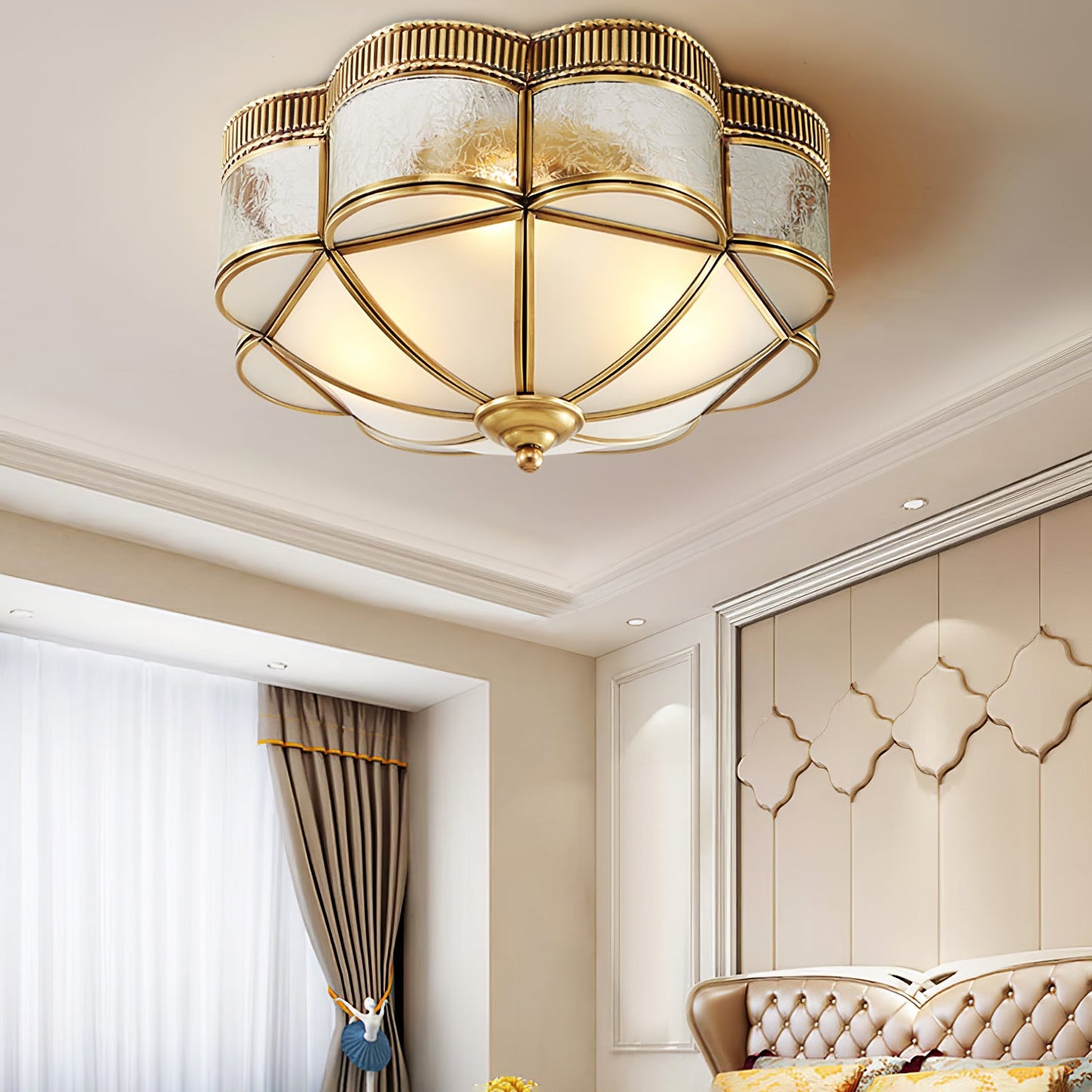 Brass Domed Flush Overhead light Ceiling Lamp