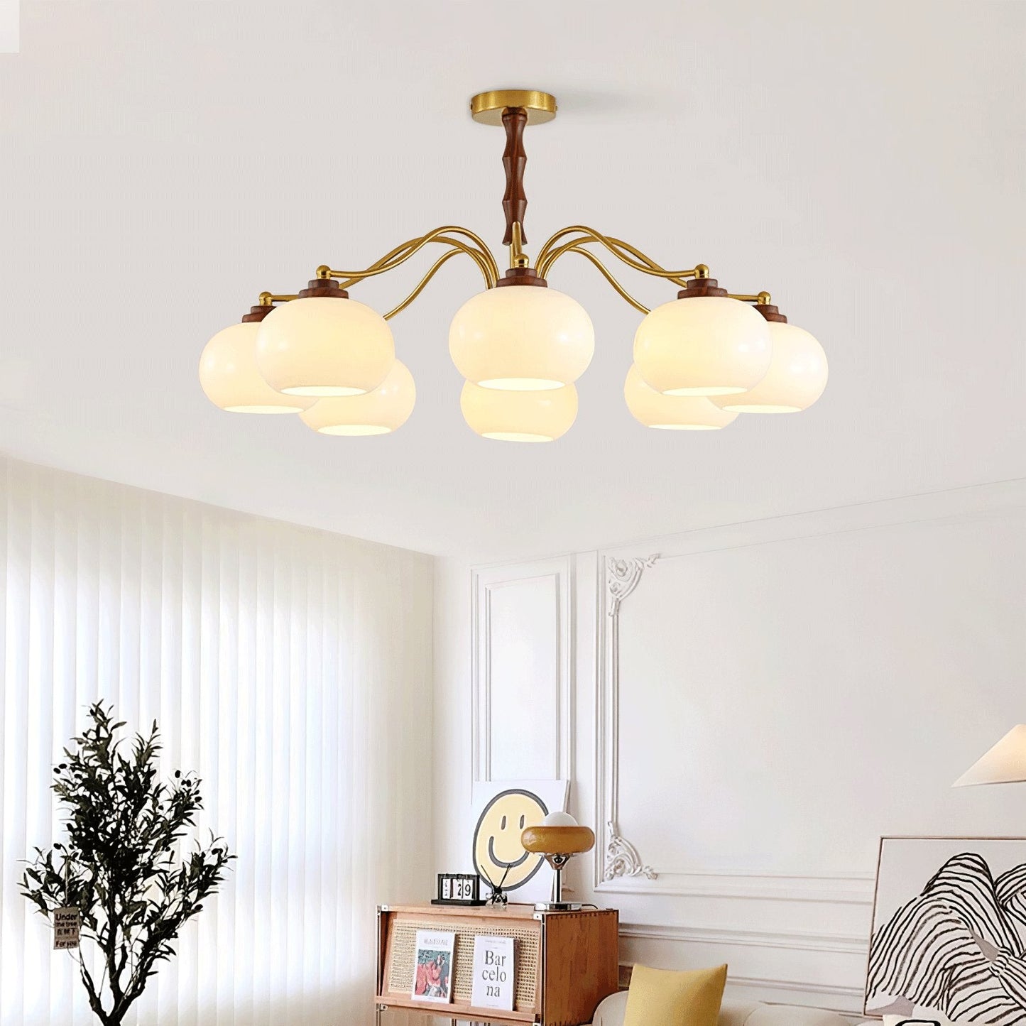 Persimmon Glass Globe Pendant light Chandelier