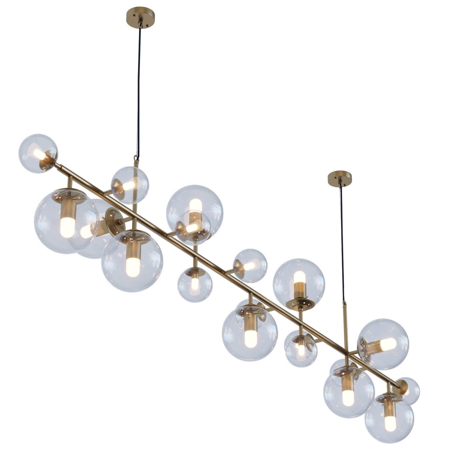 Brass Glass Globe Electrolier Chandelier