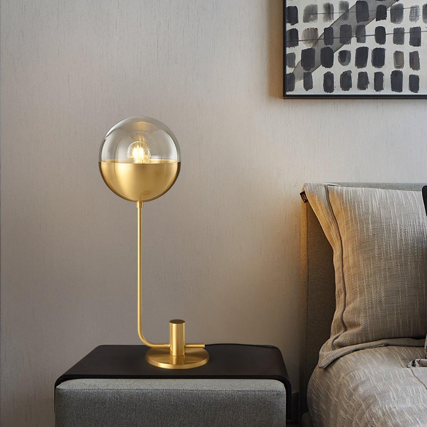 Brass Globular Bedside lamp Table Lamp